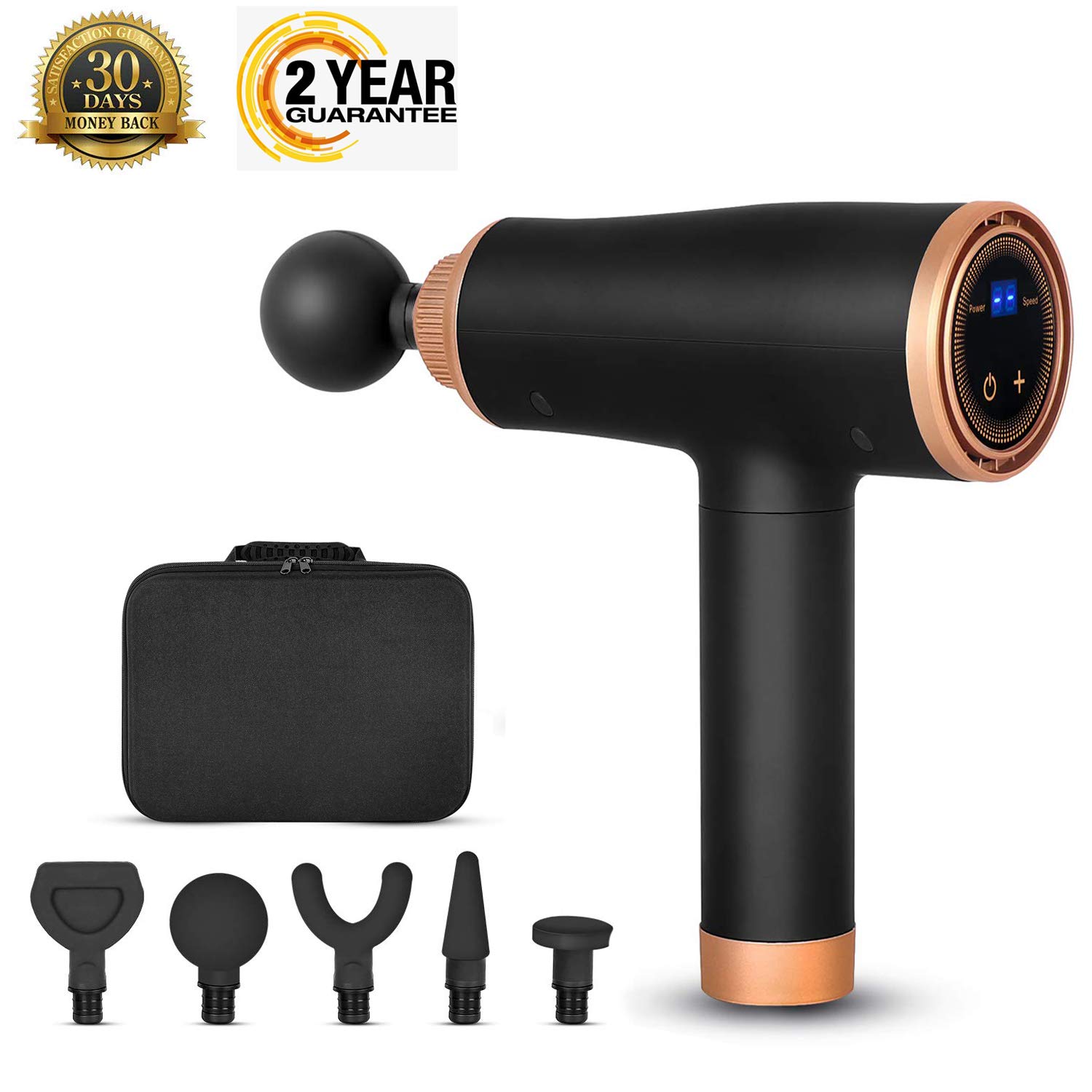 YEEGO Massage Gun, Professional Muscle Massager Cordless Handheld Deep Tissue Percussion Massager Tension Relief Quiet Massage Gun with Portable Bag, 2 Years Warranty