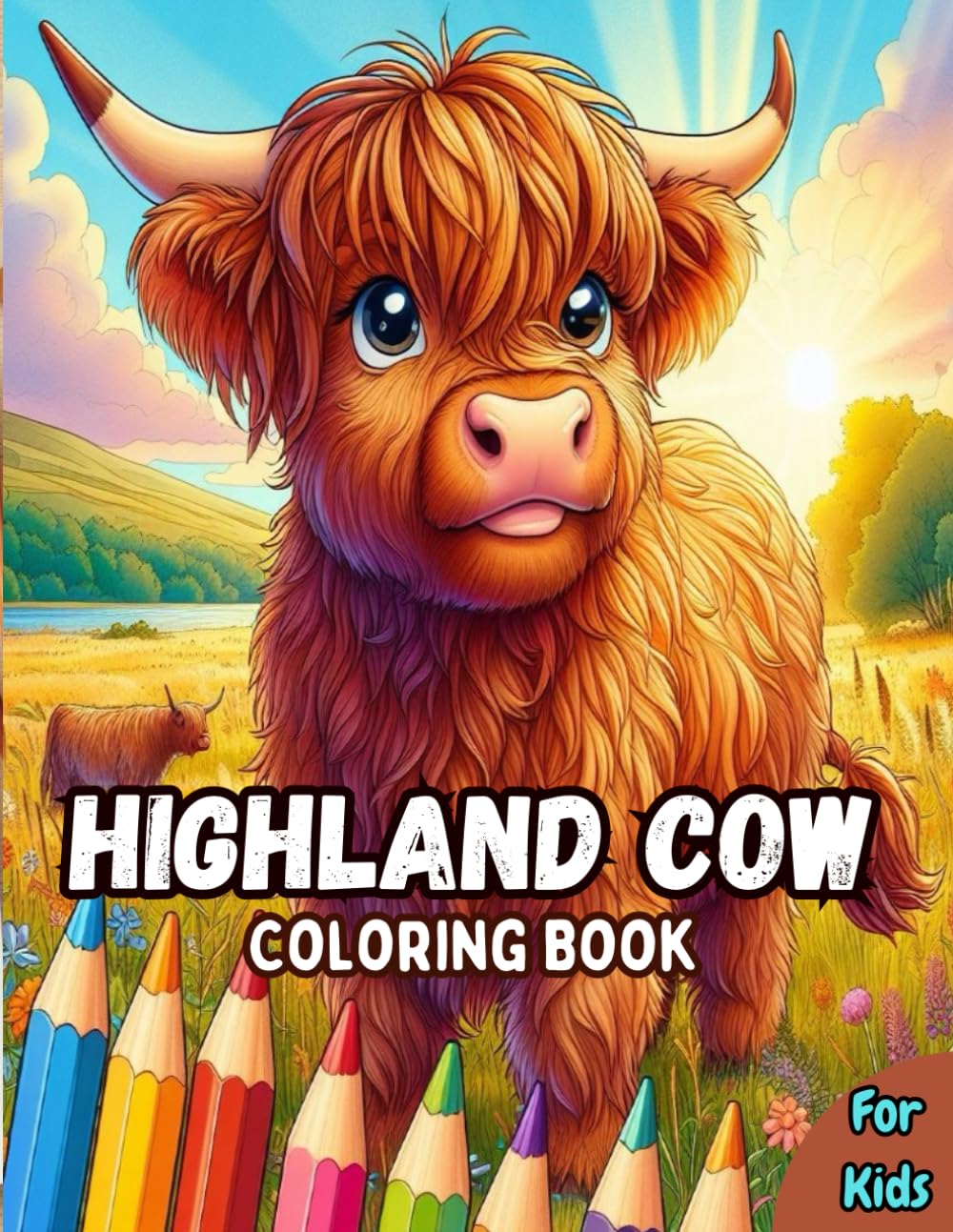 Highland Cow Coloring Book For Kids: 30 Awesome Scottish Cows Coloring Pages for Boys and Girls