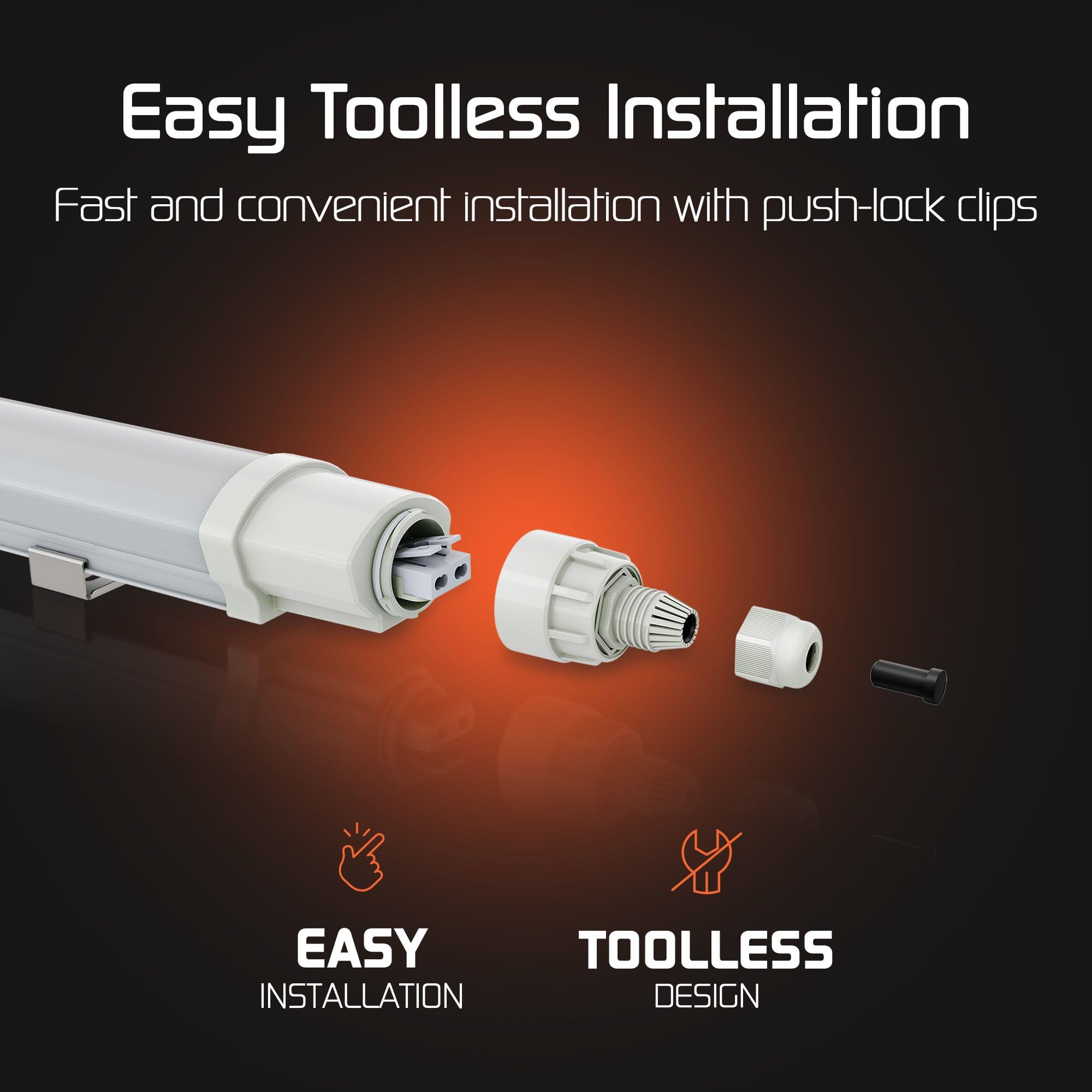 Ledvion 8er Set Feuchtraumleuchte LED 150cm 40W 120lm/W 6500K IP65 | Koppelbar fuer Garage Werkstatt Keller und trockene Innenraeume mit einfacher Montage