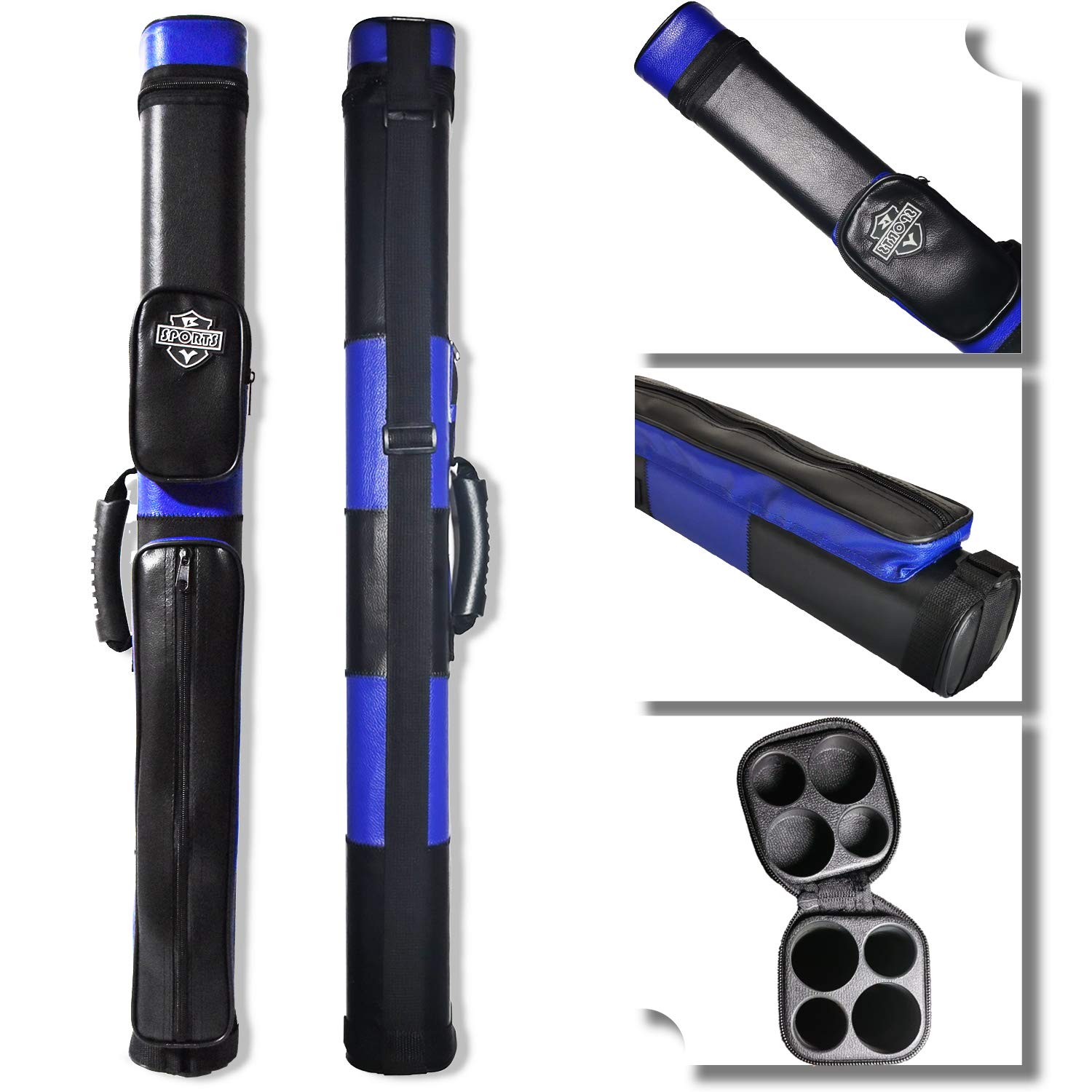 Photo 1 of 2x2 Hard cue case Square Pool Cue Billiard Stick Carrying Case C09-Blue