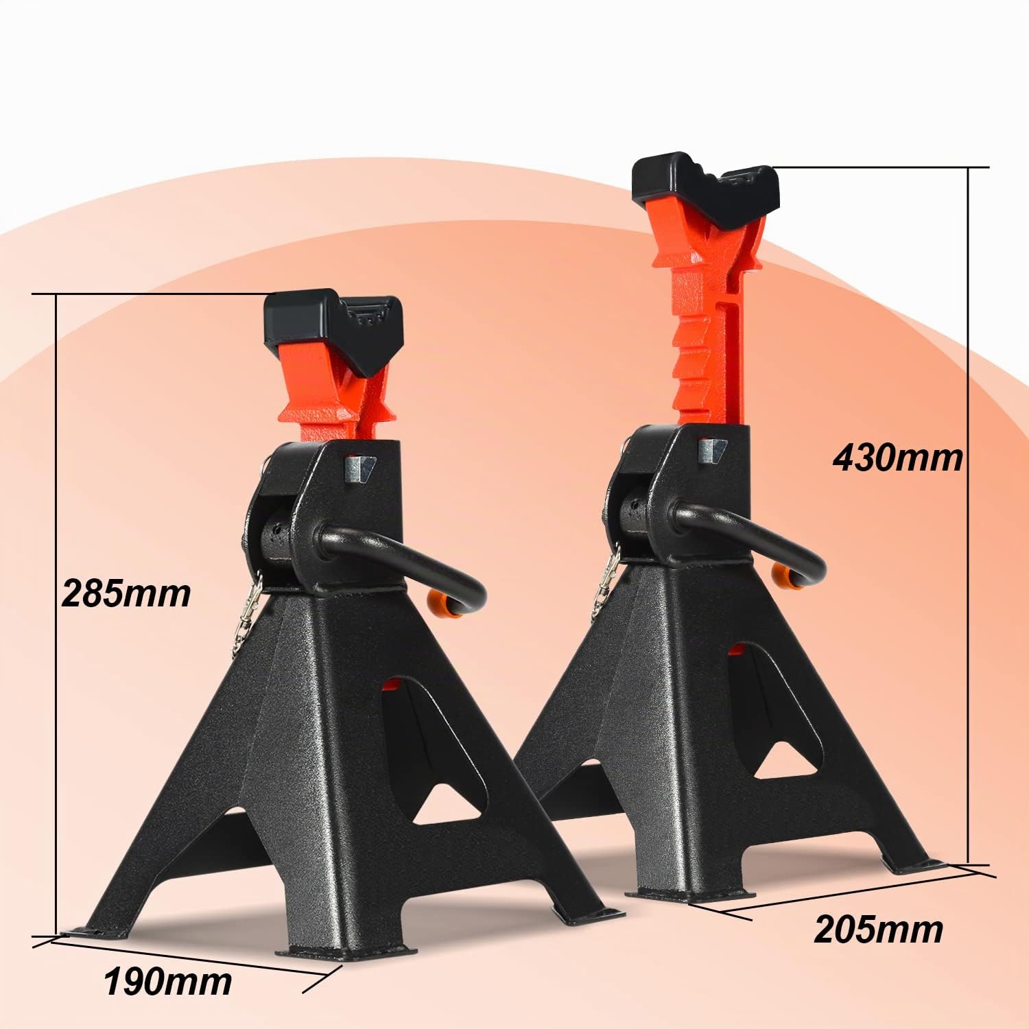 Soporte de gato 3T, ajustable en altura 4×, soportes para vehículos con seguridad y goma, 285-430 mm de altura de elevación ajustable, soportes para autocaravanas, coches, caravanas
