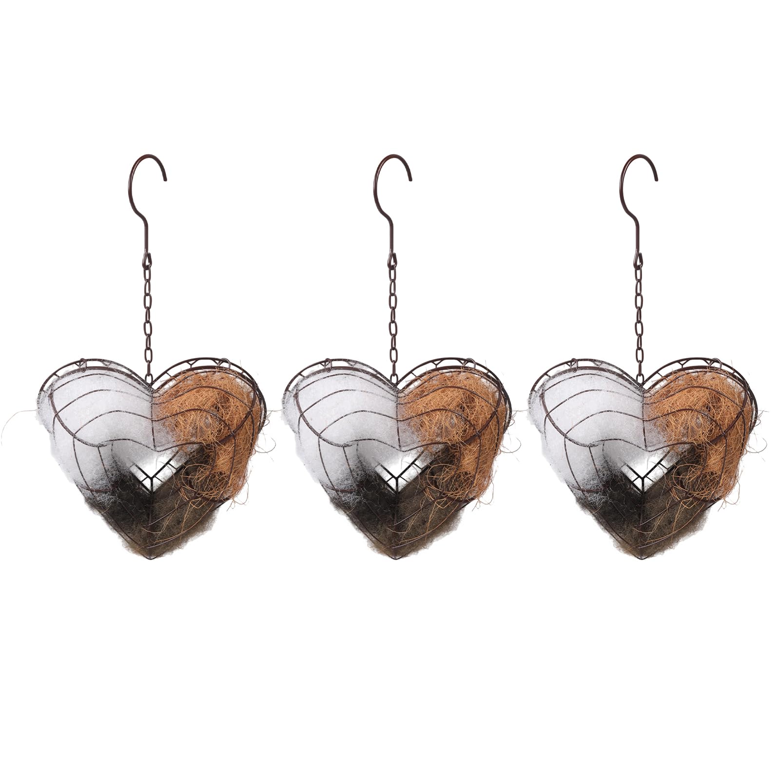 LUCKGONI Design Bird Nesting Heart Refillable Garden Yard Art Decoration Nesting Cotton Fibers Habitats for Wild Birds