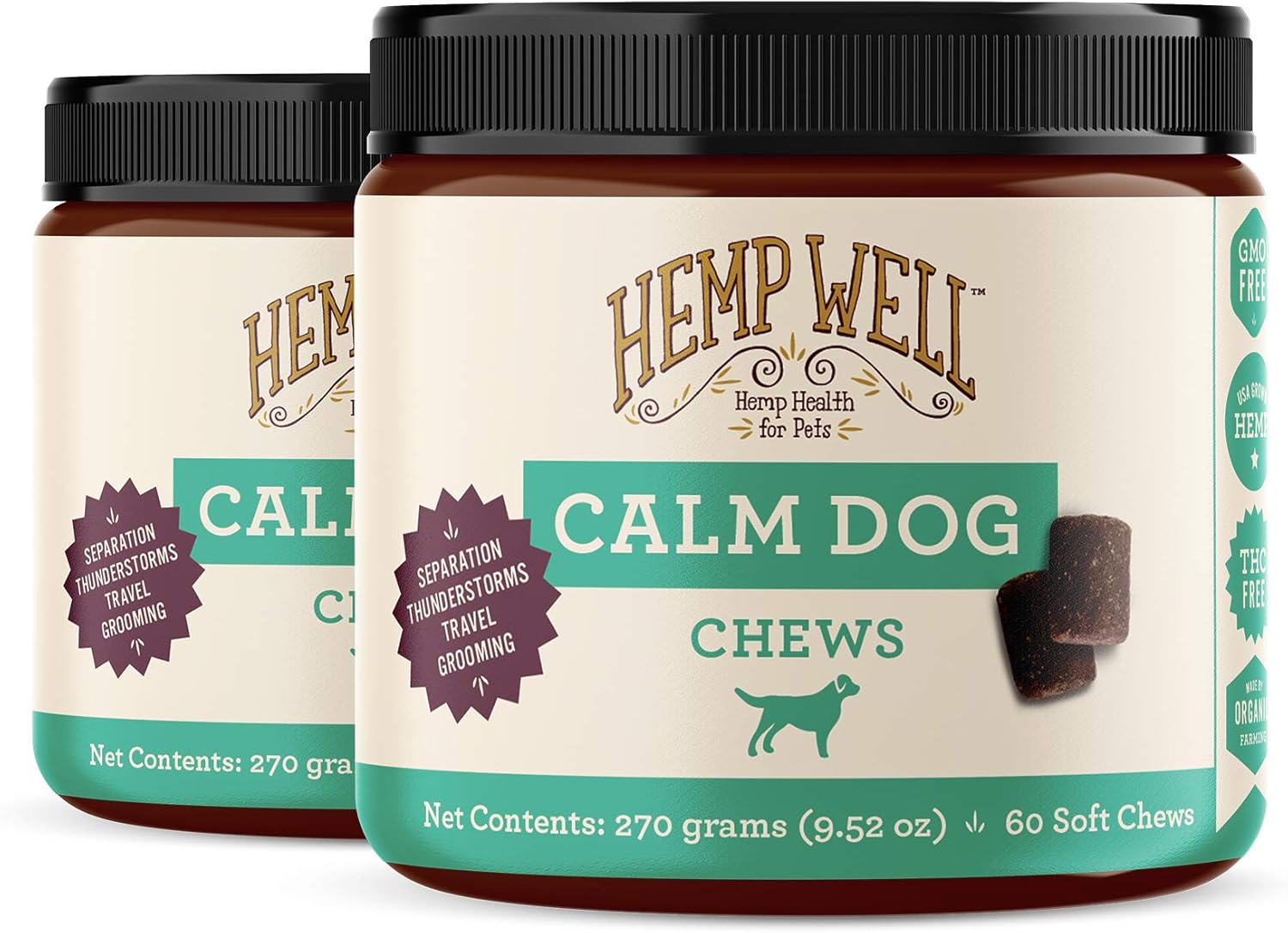 Hemp Well Calm Dog Soft Chews Relieves Anxiety, Calms and Relaxes Your Dog, Aids in Stress Relief and Behavioral Issues, Organically Sourced (2 Pack (120 Chews))