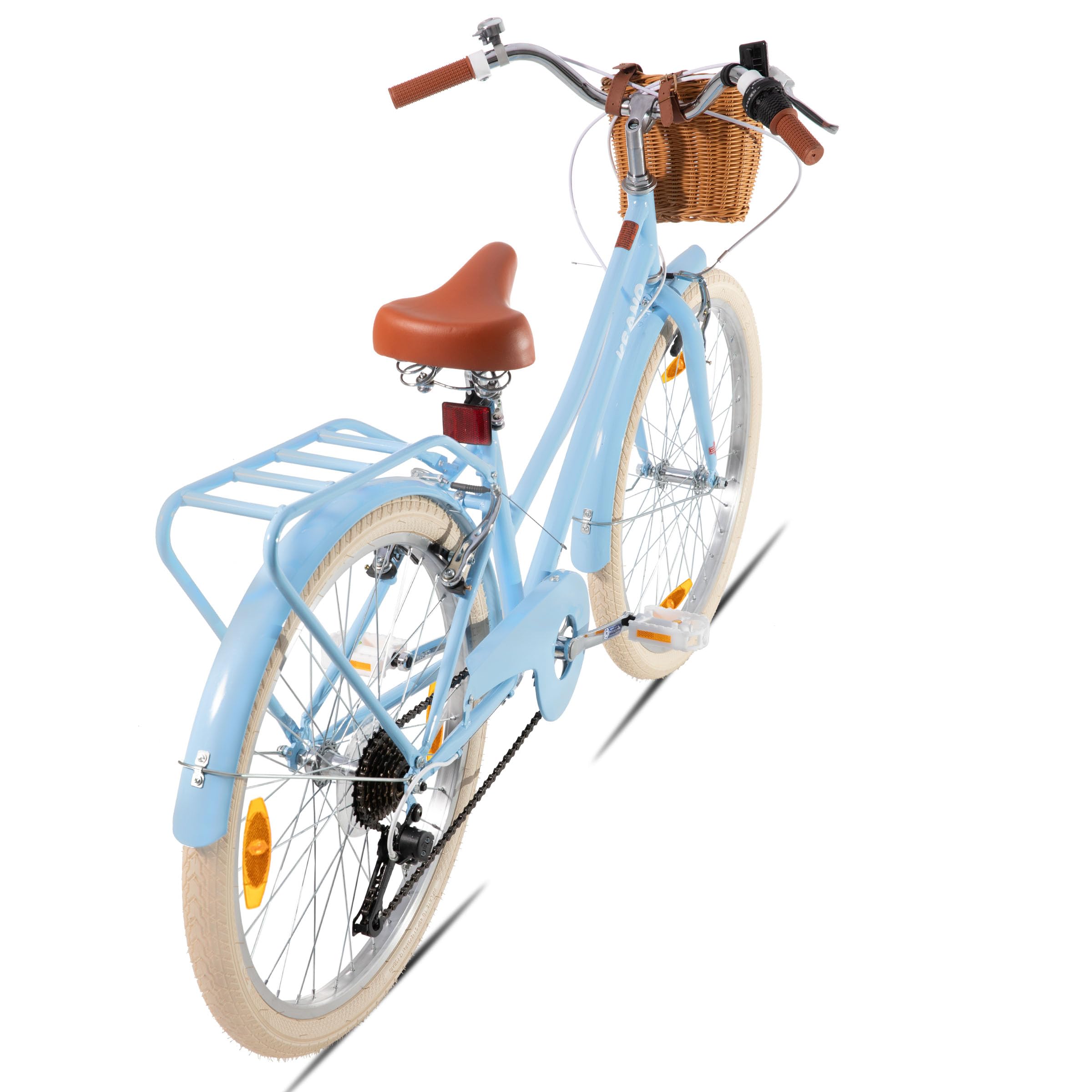 KEANO Poppy 20/24 Zoll Kinderfahrrad für Mädchen von 6 bis 11 Jahren, 20/24 Zoll Mädchenfahrrad mit 7 Gängen und Korb,blau/grün/rosa/lila/gelb