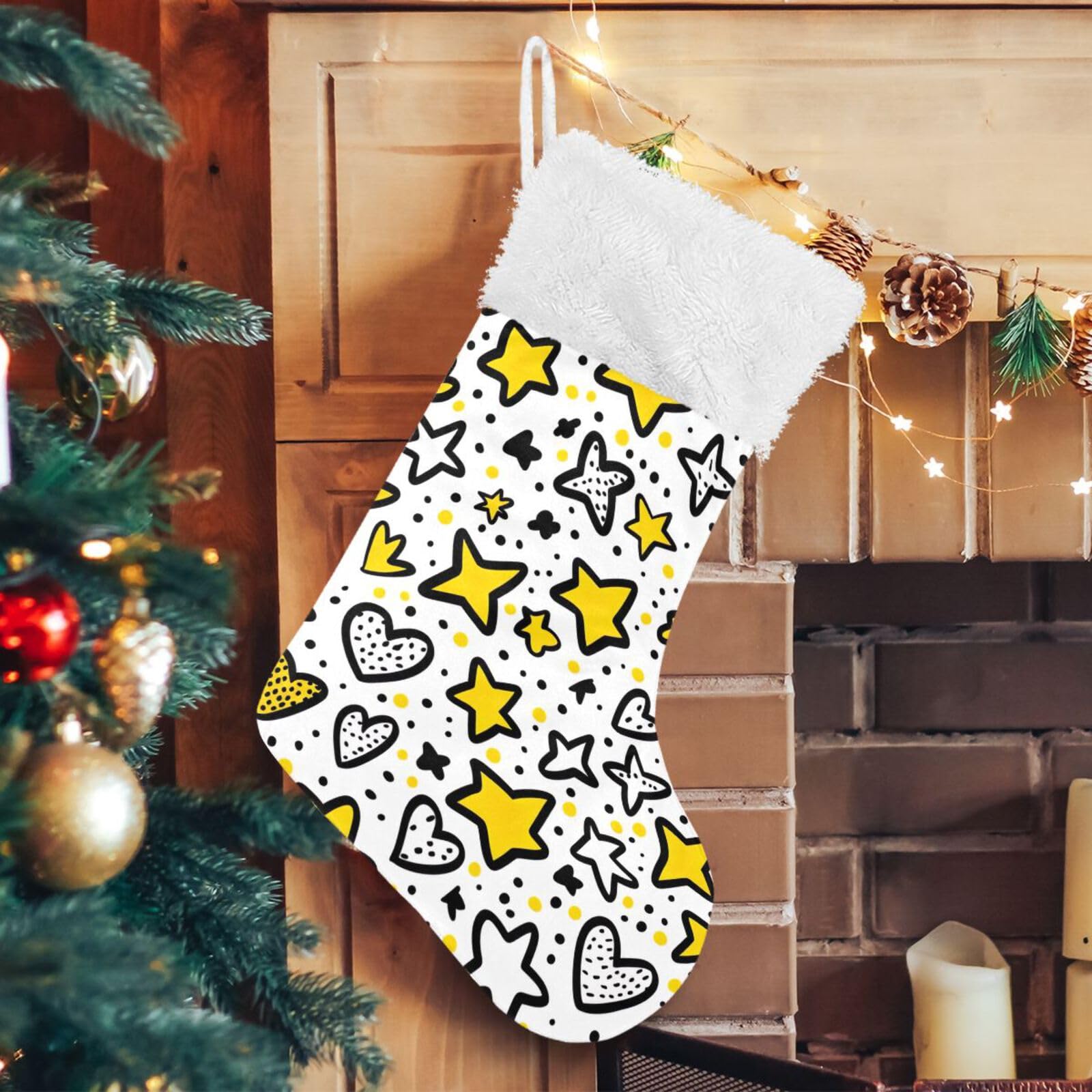 OKFSTY 1 paio di calze da camino, decorazioni natalizie da appendere, per feste in famiglia
