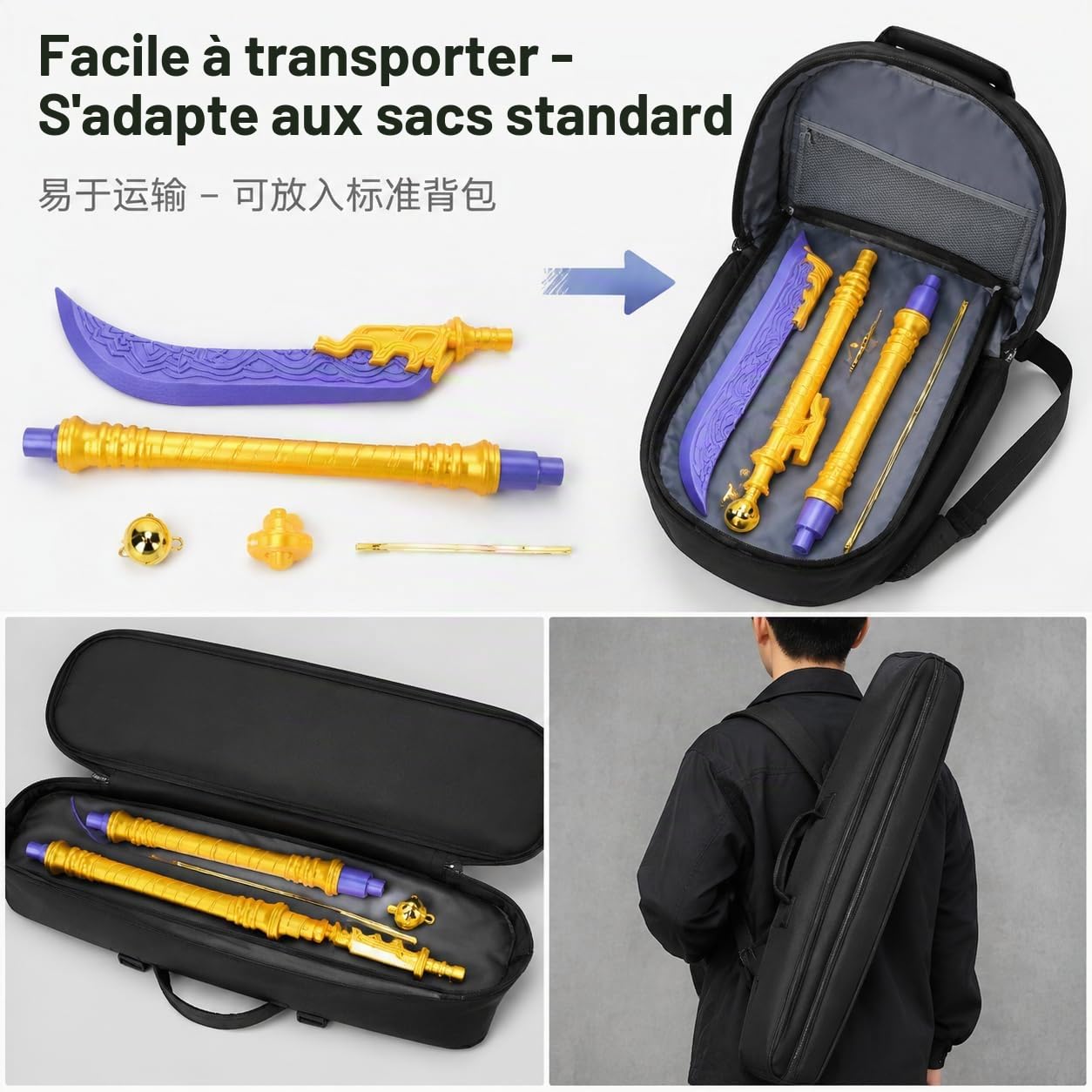 Zerodis Épée Longue de Cosplay, Réplique D'épée D'anime avec Matériau PLA Léger, Utilisation Multifonctionnelle et Design Authentique pour Les Conventions D'anime et Les événements de