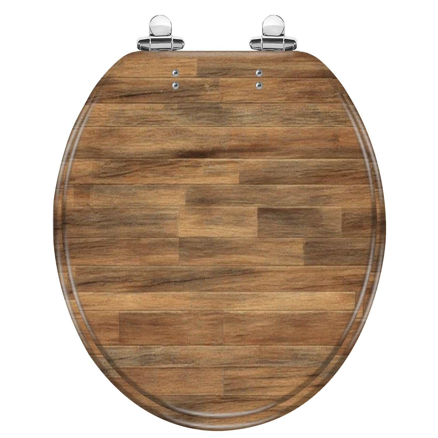 Tazyyzuu Multi6 Cedar Wood Resin Round Toilet Seat With Slow Close Lid Quick Release Hinges Easy Clean Design(,Round)