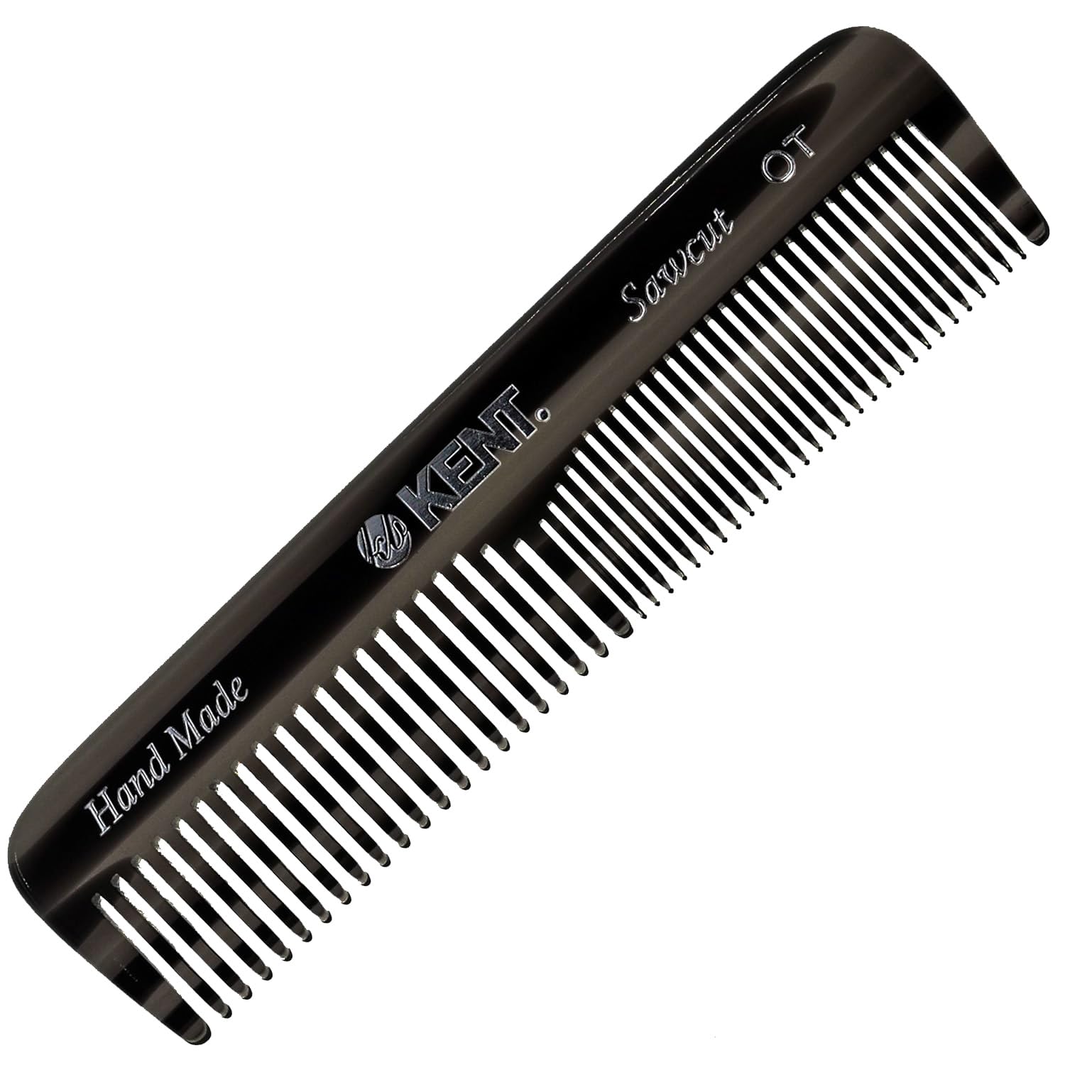 Kent OT 4.5 Inch Small Graphite Double Tooth Hair Pocket Comb, Fine/Wide Tooth Comb For Grooming Styling Hair, Beard and Mustache, for Men, Women and Kids. Saw Cut Hand Polished. Handmade in England