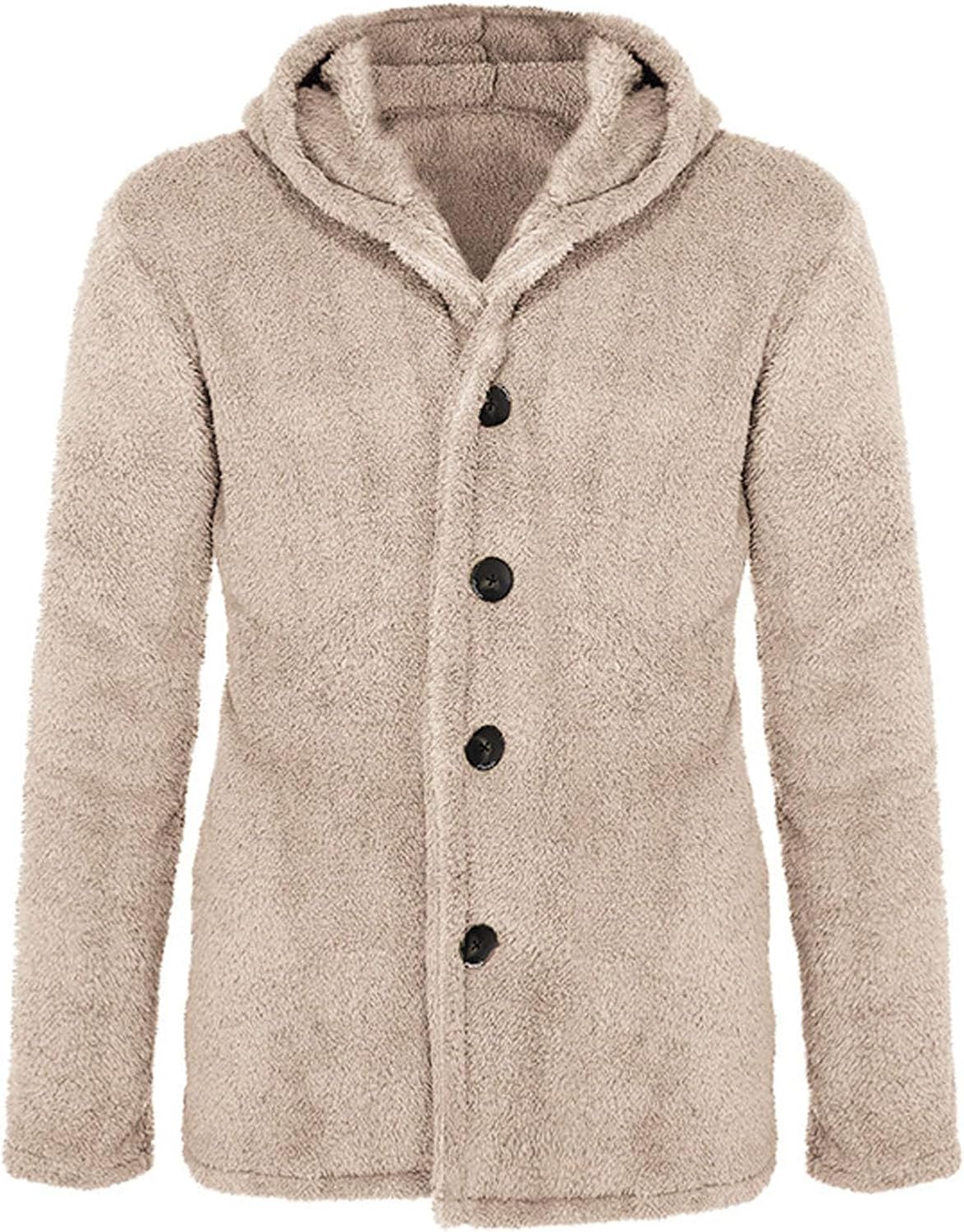 Mens Fluffy Fuzzy Jacket,Plush Fleece Casual Winter Fall Button Up Cardigan Coat Soft Sherpa Outerwear, M-3XL