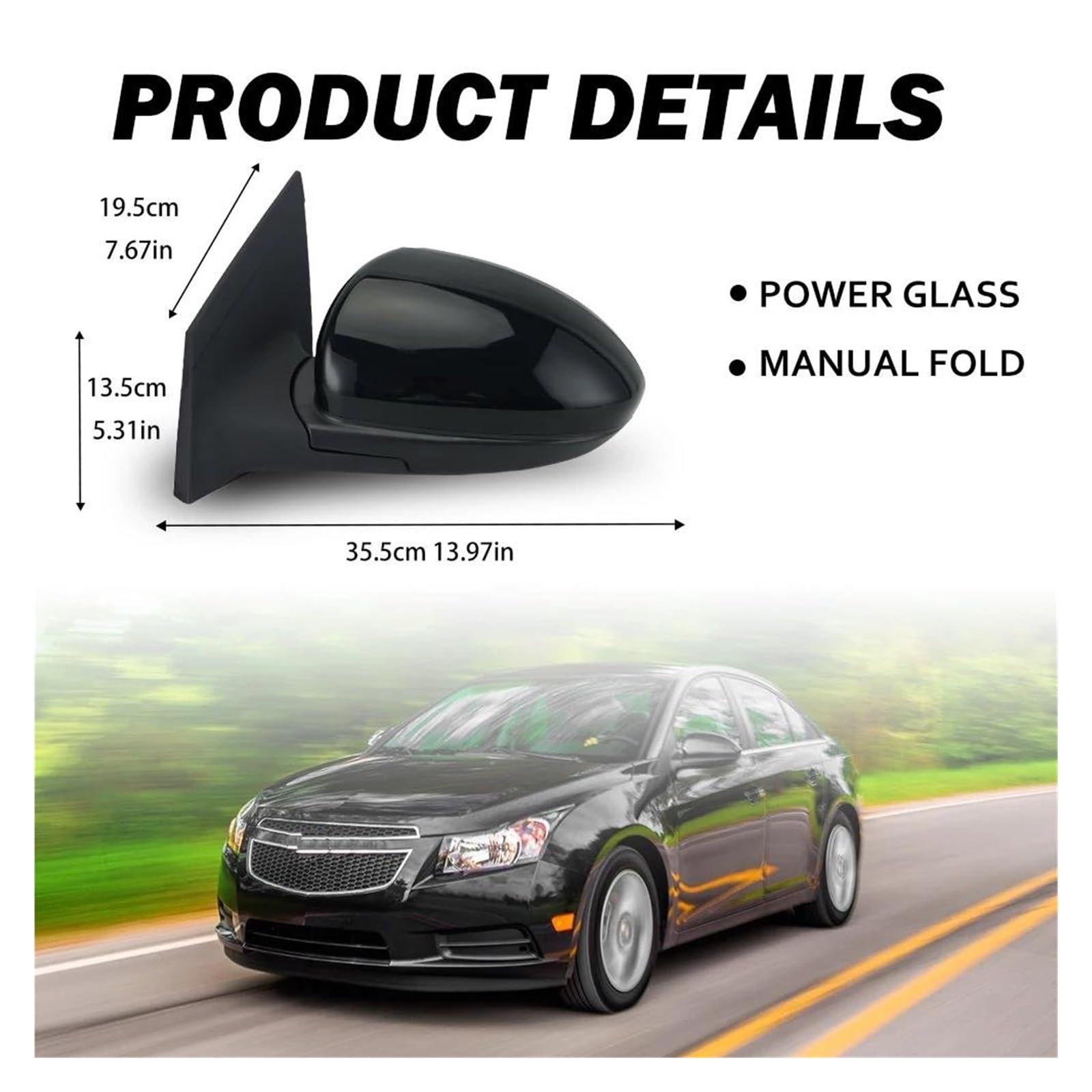 Espejos retrovisores completos Para Chevrolet Cruze 2009 2010 2011-2014 Conjunto Espejo Retrovisor Lateral 3 Pines Espejo Lateral Automático Negro Accesorios Para Automóvil Espejos Exteriores Automóvi