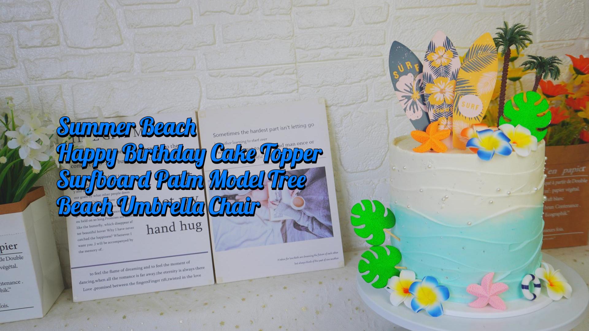 Sommer Strand Kuchen-Topper Set – Surfbretter, Palmen, Seesterne Für Deine Beach-Party