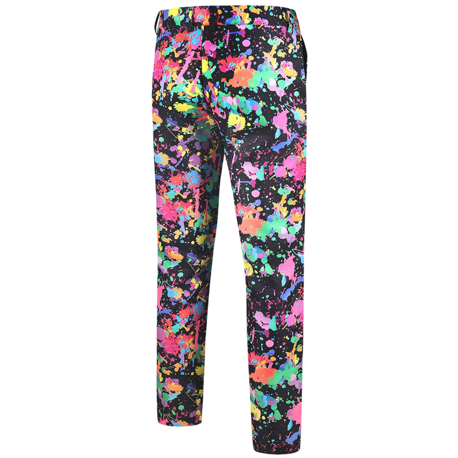 Herrenmode Lässig Bedruckter Slim Fit Gerade Bein Anzughose Bunt Bedruck Hosenanzug Temperament Schmale Langes Ärmeln Oberteil Mantel Weste Hosen Set DREI Stücken Herrenanzug (A, XXXXL)