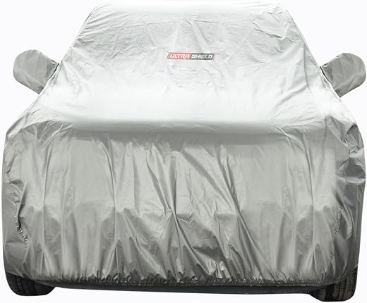 ULTRA SHIELD Mist Grey Series 100% Waterproof Car Body Cover for Maruti Suzuki Brezza with Mirror Pockets | Triple Stitche...