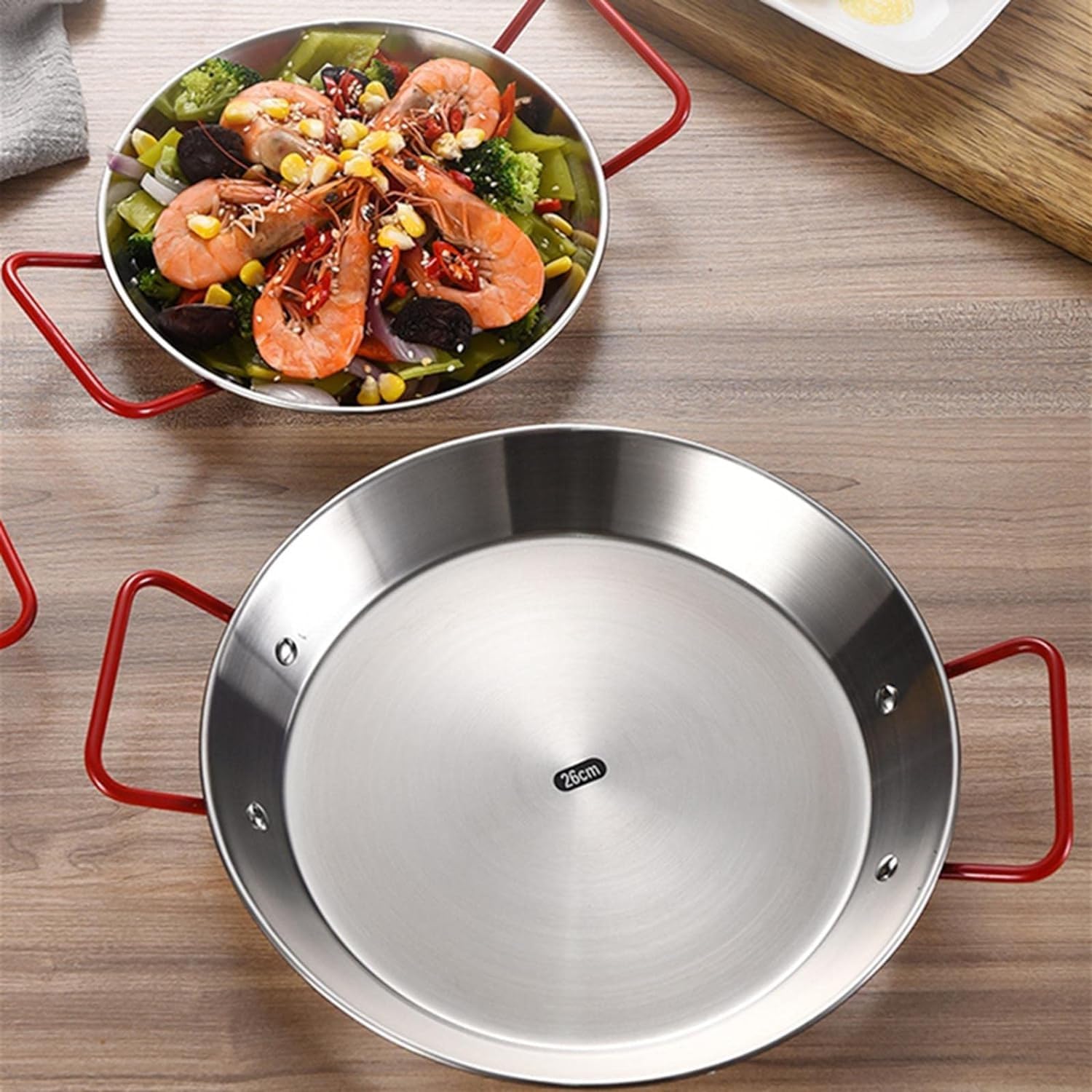 Sartén antiadherente para cocinar, paellera de acero inoxidable con doble asa, sartén plana para huevos y asado, utensilios de cocina esenciales