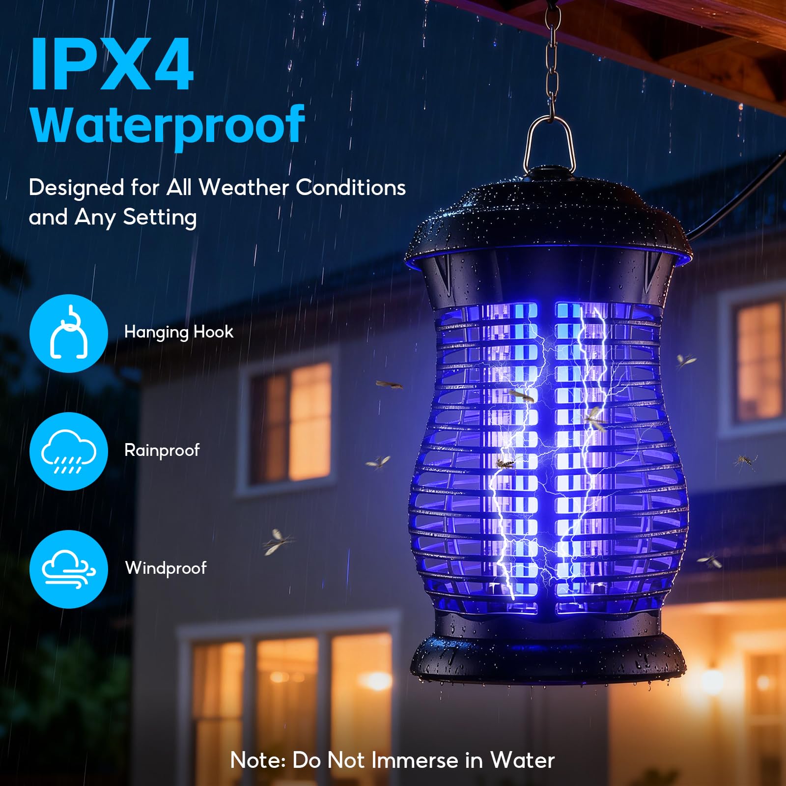 Lampada Antizanzare Elettrica, 18W 4000V Electric Zapper, IPX4 Impermeabile, UV Zanzariera con Spazzola Di Pulizia Adatto a Patio Giardino Cucina Casa
