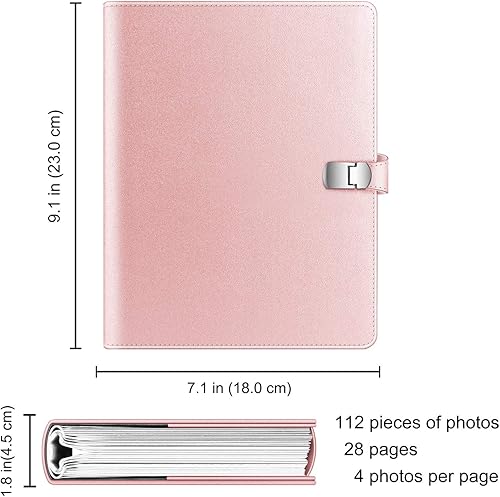 Miniatura 6 de Fintie Álbum de fotos de 4 x 6 pulgadas, 112 fotos, cubierta de cuero vegano de alta calidad con cierre a presión, álbumes de fotos de cartera