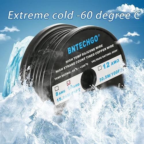Miniatura 5 de BNTECHGO 10alambre de silicona de calibre 50pies ultra flexible de alta temperatura 200oC 600V 10AWG silicona 1050hebras de alambre trenzado alambre