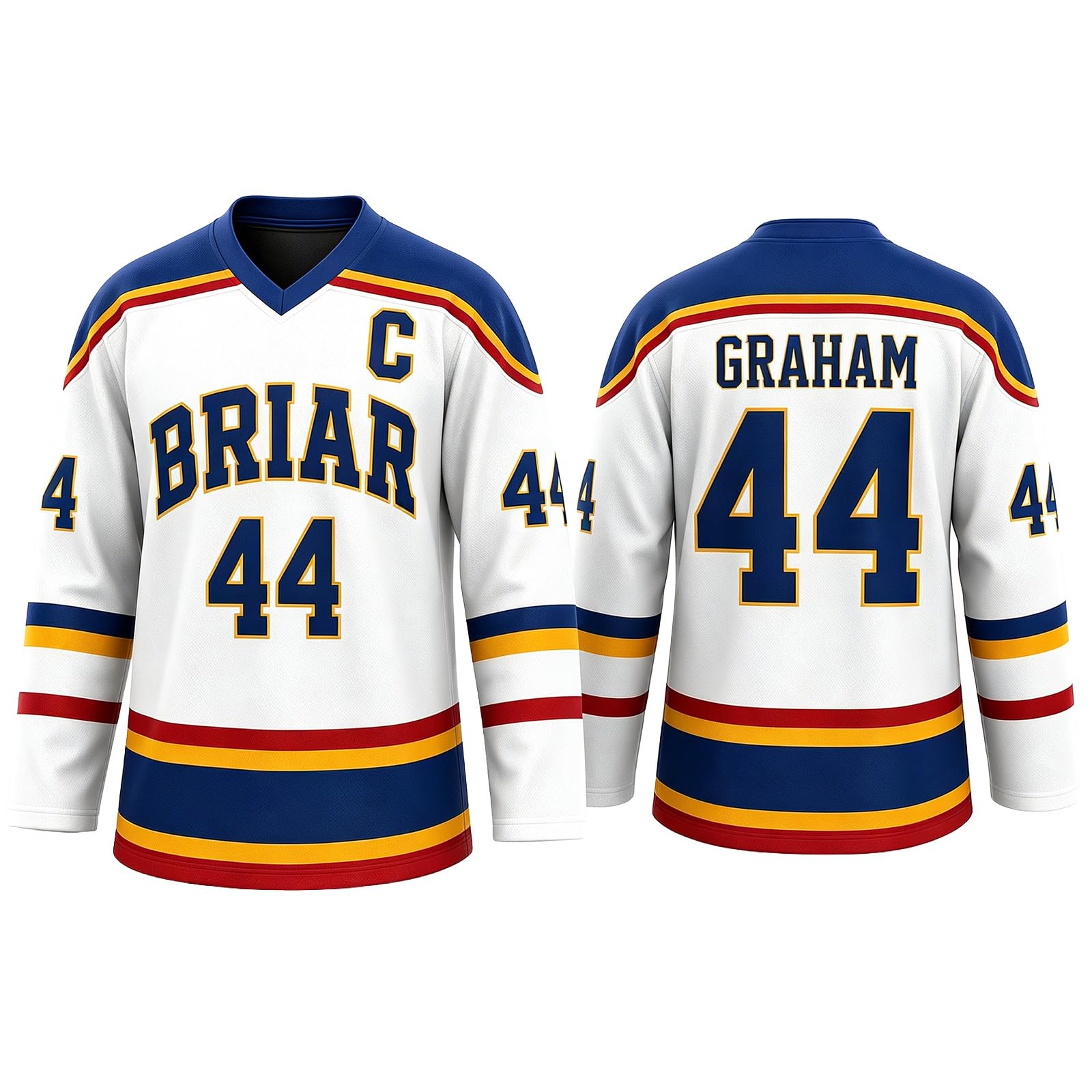 Campus Briar U Hockey Jersey Graham 44 & Logan 22 & Tucker 46 & di Laurentis 66 Jersey Maglia Vneck Maglietta Sportivo Streetwear Unisex Manica Lunga Camicie di Ispirazione Sportiva for Fans