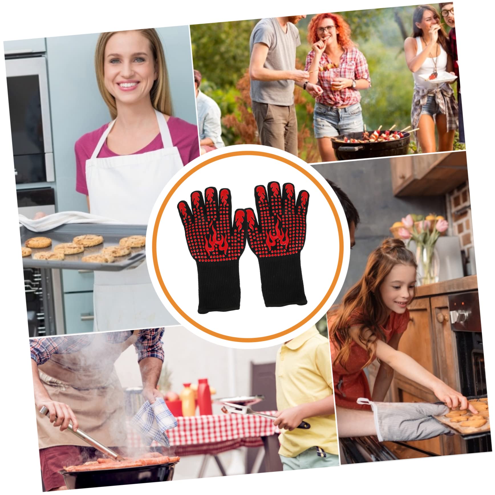 Guanto per Barbecue Resistente al Calore in Silicone e Guanto da Forno per Cucina e Cottura all Aperto Protezione Termica