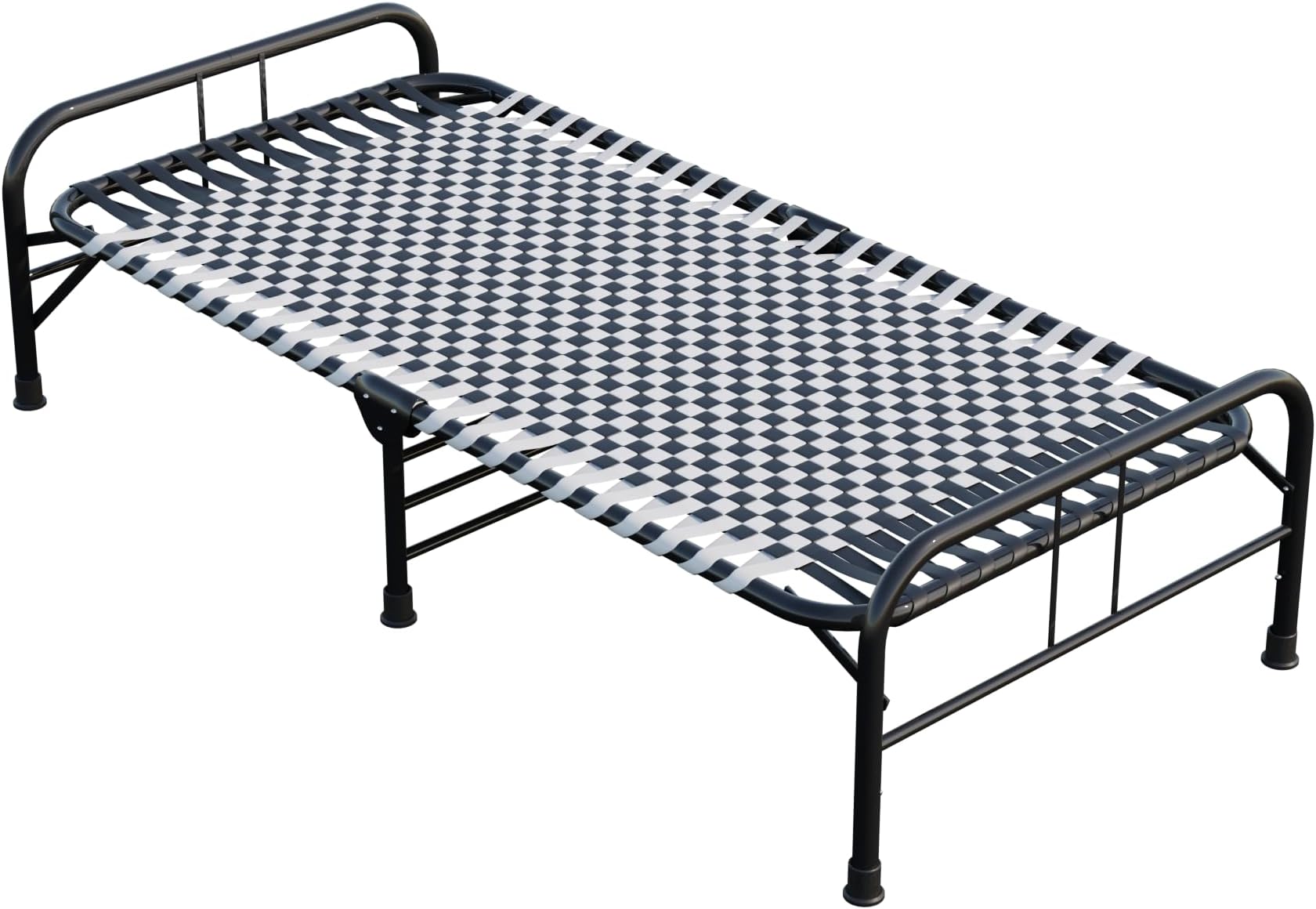 LAMPOC Foldable Bed Frame Portable Folding Bed Single Cot Bed Bed of Iron Bed Trundle Bed for Adults Niwar Bed Charpai/Khatiya Floor Bed for Sleeping (3x6 feet) (Black)