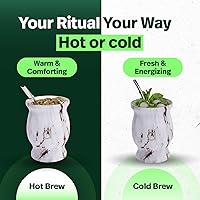 Vista 7 de Kalmateh Yerba Mate Cup/Gourd 8.6oz, taza de té de acero inoxidable, juego de 3 piezas, incluye popote de filtro Bombilla y cepillo de limpieza