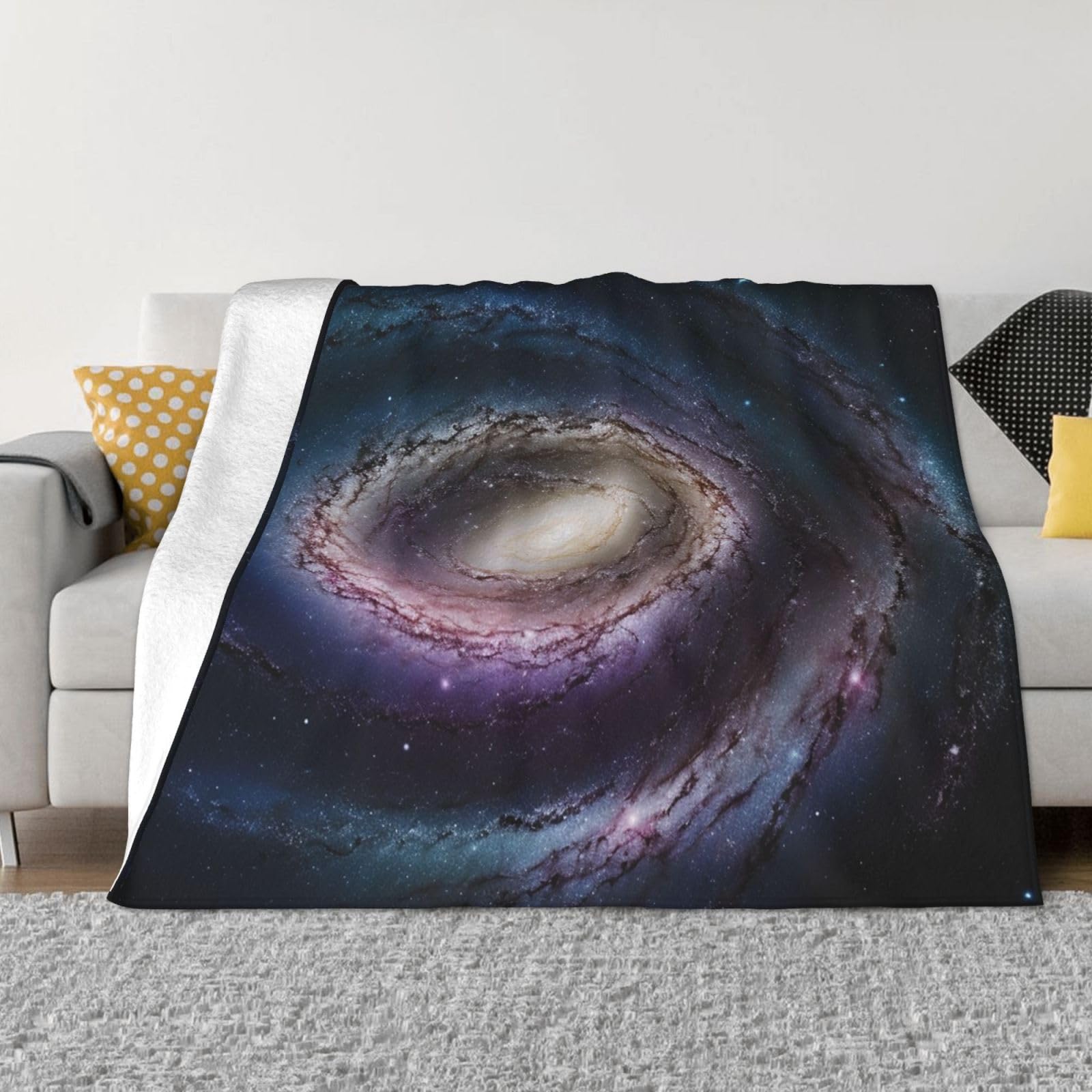 Couverture polaire douce en peluche réversible grand format galaxie