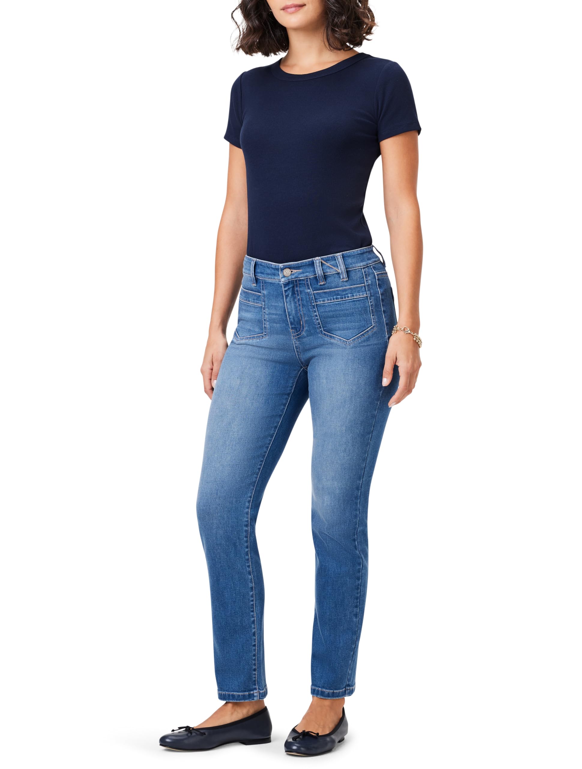 NIC+ZOE Women's 28" Mid Rise Straight Pocket Jeans