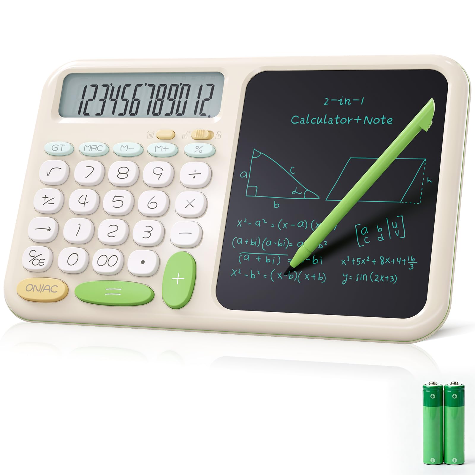 ROATEE Foldable 2-in-1 Basic Calculator with Erasable LCD Handwriting Tablet,12-bit HD Widescreen,Rechargeable Solar Dual Power Supply,Suitable for Students and Office Use (pink) — view 9
