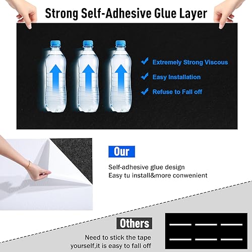 Miniatura 3 de Paquete de 12 paneles acústicos grandes de 47 x 24 x 0.4 pulgadas, paneles autoadhesivos de absorción de sonido para estudio, oficina en casa (negro)