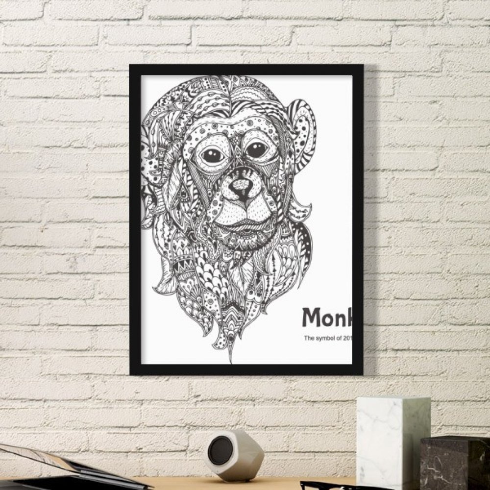 Cadre photo singe DIYthinker noir avec affiche pour decoration murale