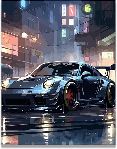 Inspirational Wall Art Co. - Turbo | Porsche 911 2023 - Carteles de coche para habitación de niños - Decoración de pared del automóvil - Decoración
