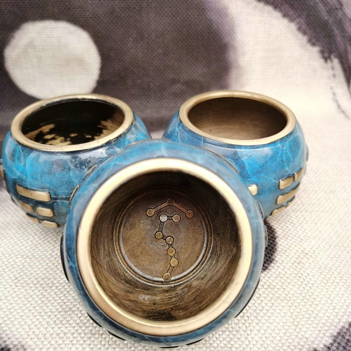 (Blue Taoist Articles, Pure Copper Bagua Water Bowl, Taiji Water Cup, Tai Chi Bagua Water Cup,1pc,Size S : Height 5cm, Width 7cm