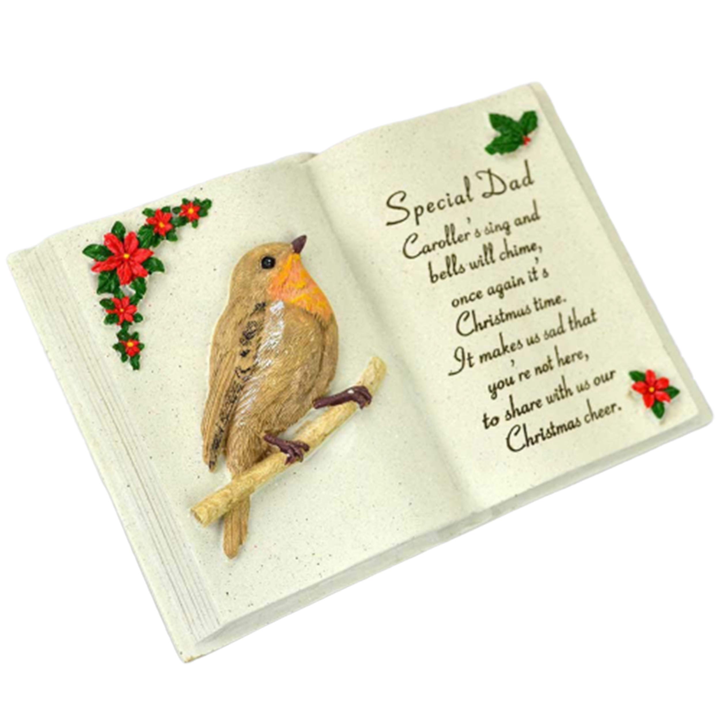 Angraves Special Dad Christmas Robin Memorial Book Plaque With Verse