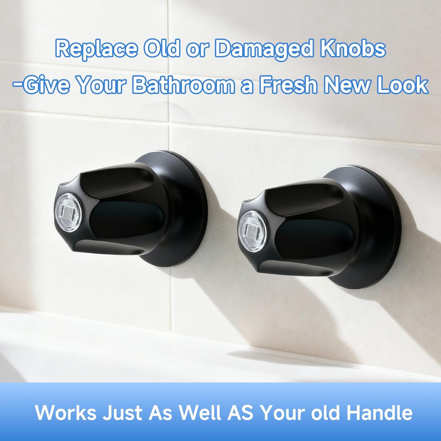 Makerfire Bathtub and Shower Knob 3 Piece Replacement, Compatible with Price/Pfister Tub Shower Handle, Shower Knobs Faucet Trim Kit for 12 Tooth 9.5mm Valve stem (Metal Matte Black)