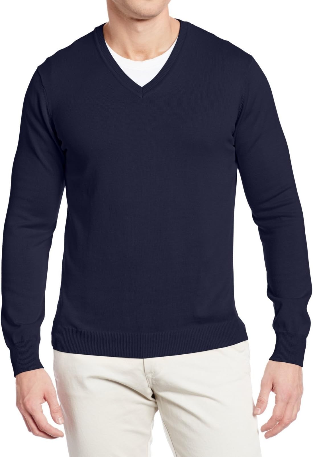 Perry Ellis Men's Long Sleeve Solid V-Neck Sweater