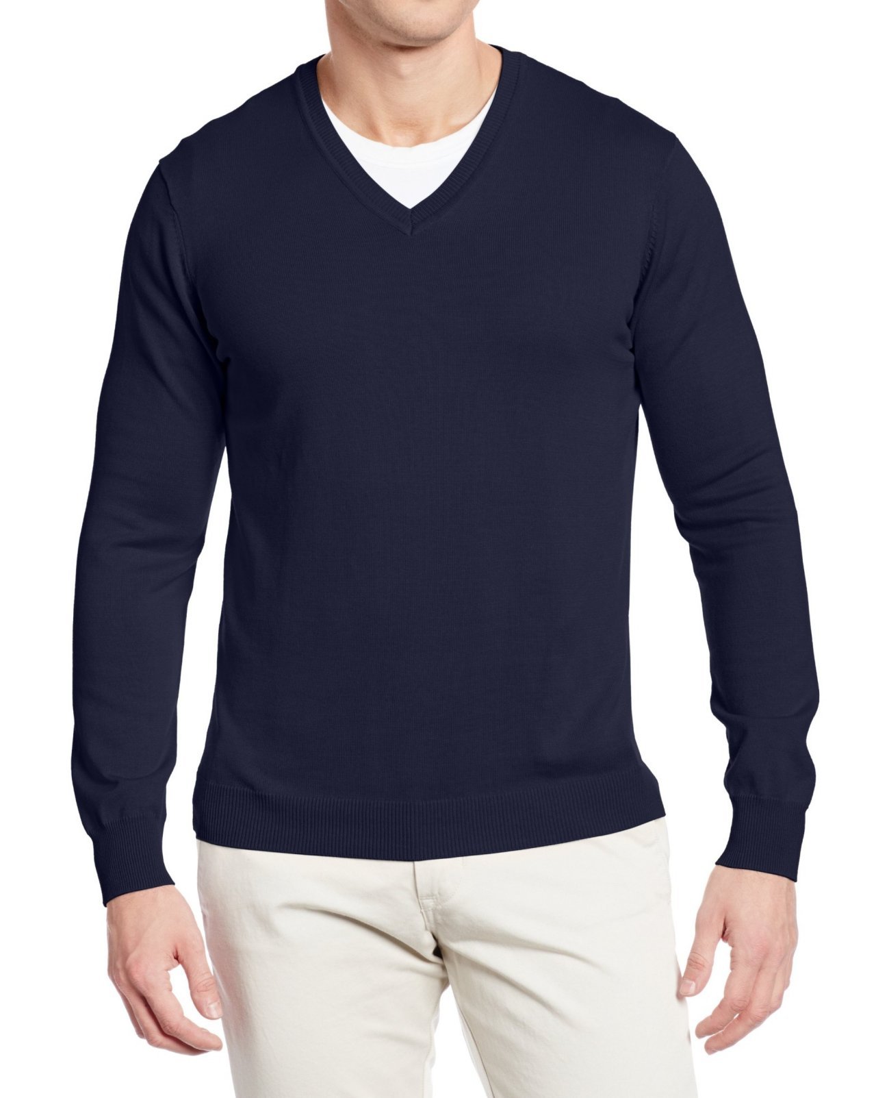 Perry Ellis Men's Long Sleeve Solid V-Neck Sweater