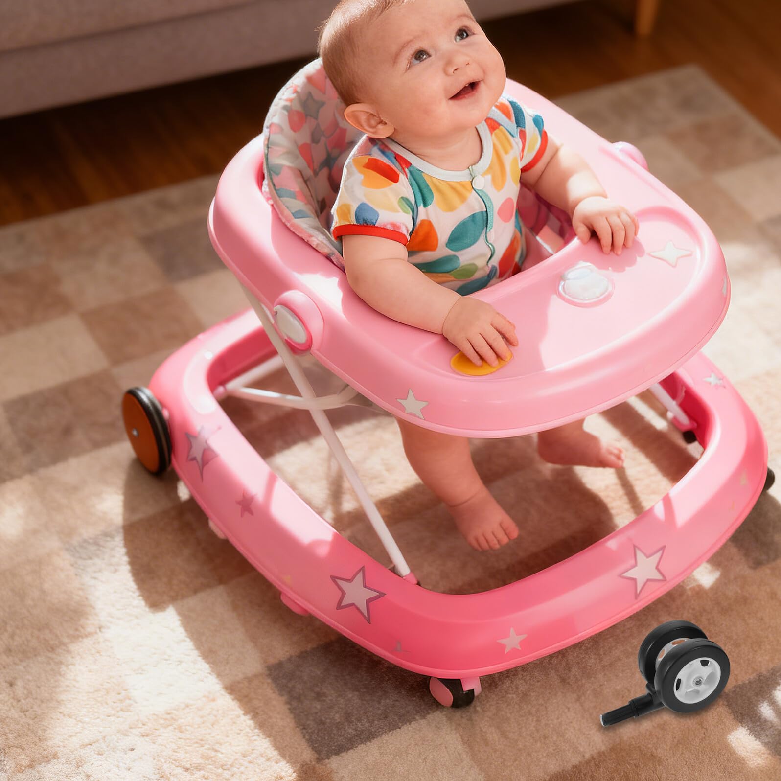 BESPORTBLE Ruote di Ricambio per Passeggino e Girello per Bambini, 4 Pezzi Nere Leggere e Resistenti All'usura, per Uso Interno ed Esterno