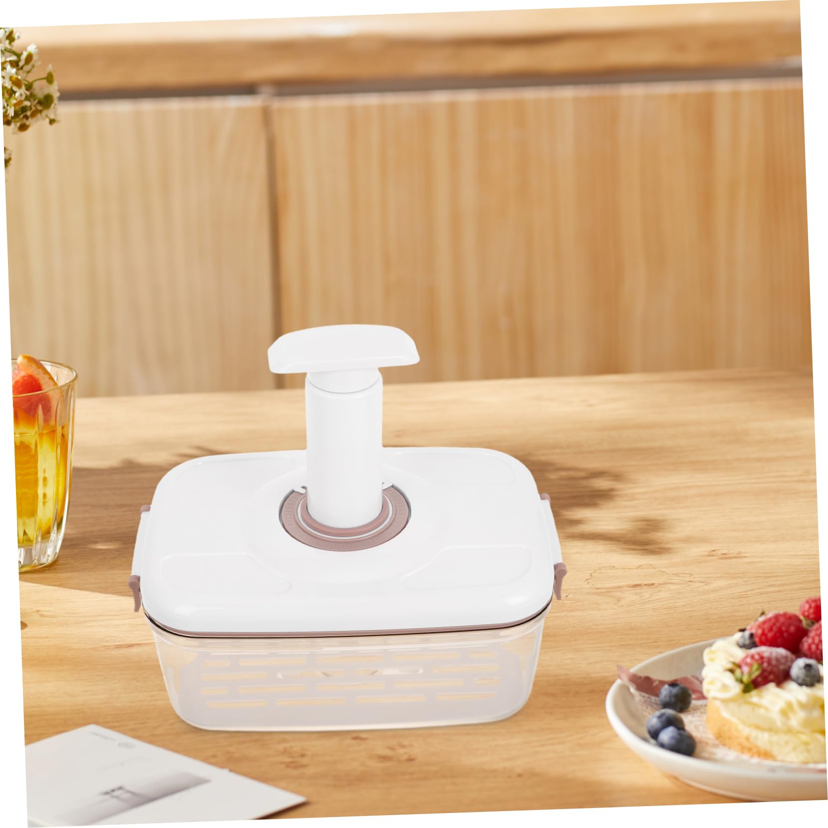 DECHOUS Contenitore per La Conservazione Sottovuoto Drenaggio 2.1l Contenitore per Alimenti Ermetico Contenitore per La Conservazione del Pranzo Riutilizzabile per L'organizzazione della Cucina