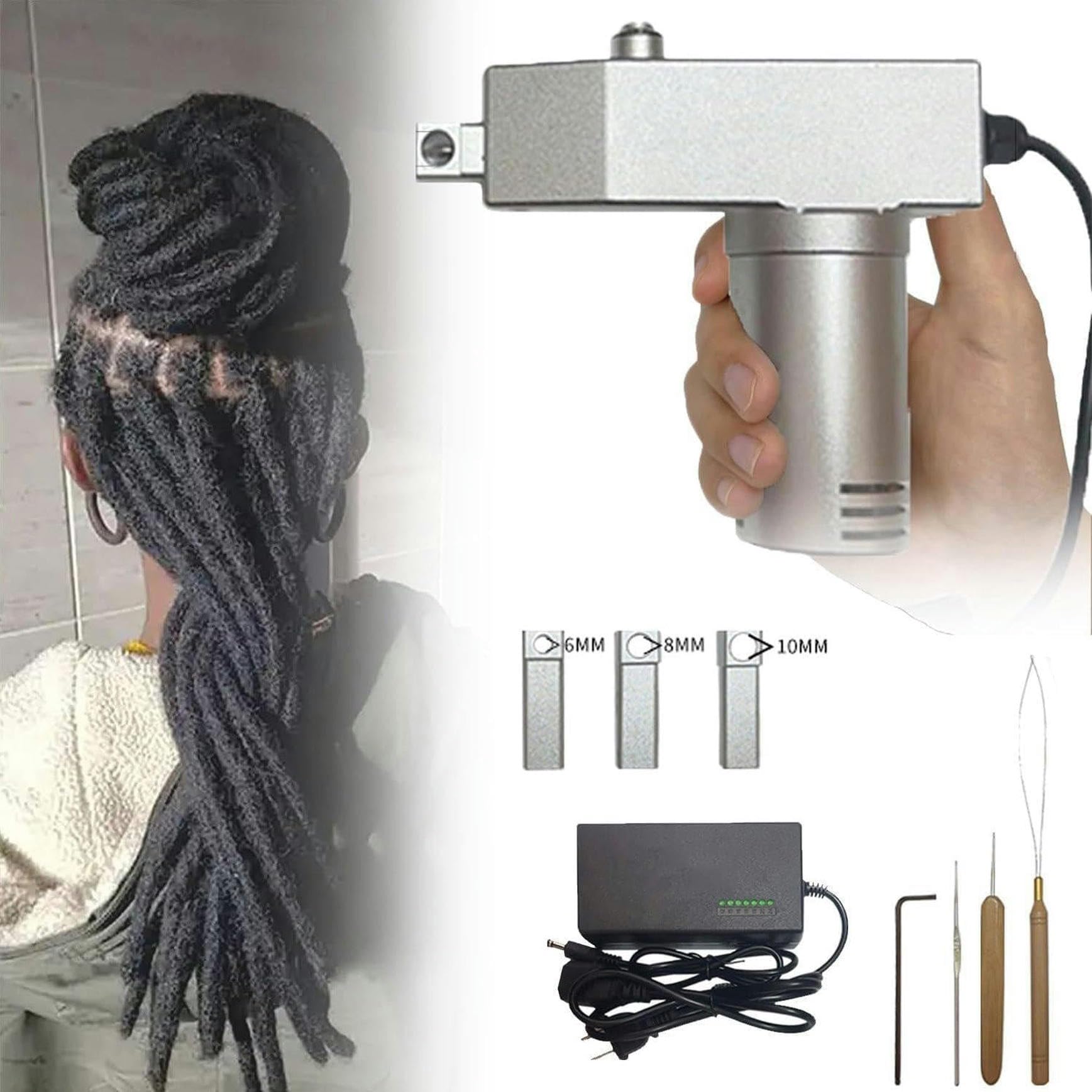 Dreadlocks machine électrique et mini portable dreadlock crochet machine à tricoter con 6 teste