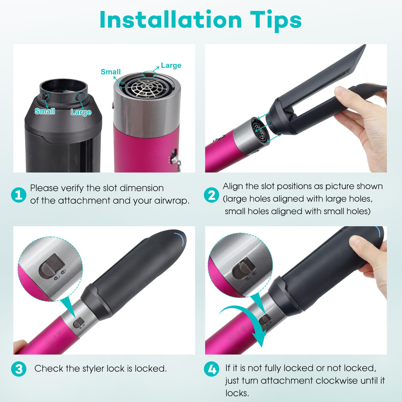 Accessoire lisseur pour Dy-son Airwrap HS01 HS05 HS08, brosse sèche-cheveux pré-coiffage pour cheveux bouclés, accessoires professionnels pour cheveux Salo (noir)