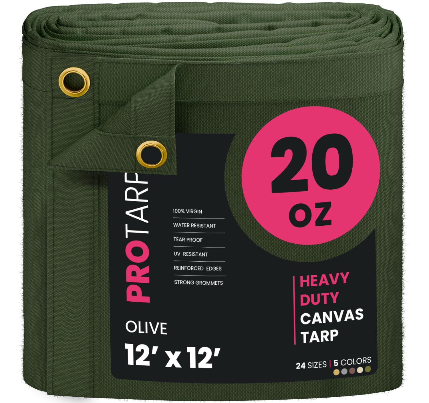 PROTARP Extreme Heavy Duty 20 OZ Water Resistant Canvas Tarp, UV