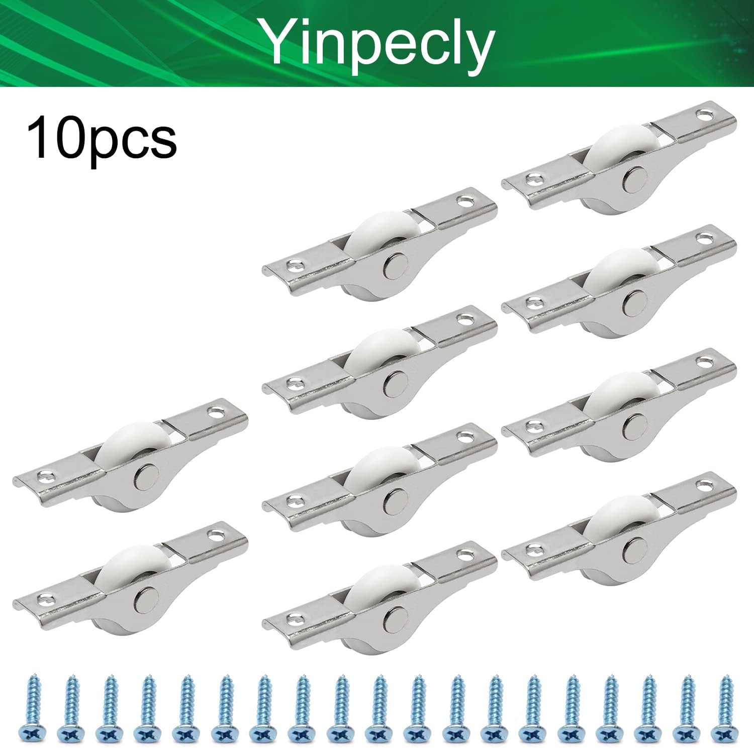 10Pcs Sliding Door Window Pulley 0.91" Wheel Dia Nylon Electroplating Single Wheel Stainless Steel Shell for Sliding Door Window Cabinet Silver White