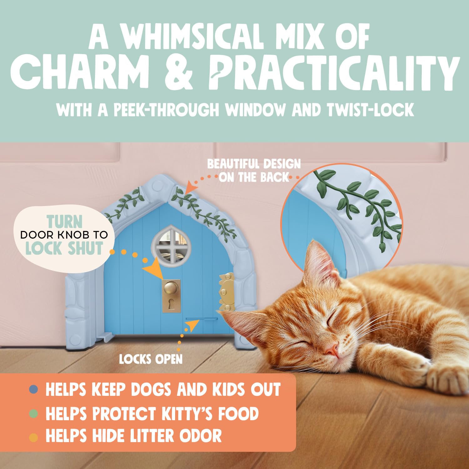 Fairy Porte intérieure pour Animaux domestiques – Grande Porte pour Chats jusqu'à 9 kg, Durable et Polyvalente pour Chaton à Noyau Solide ou Creux, Trou pour Chat élégant, Confortable, Facile à