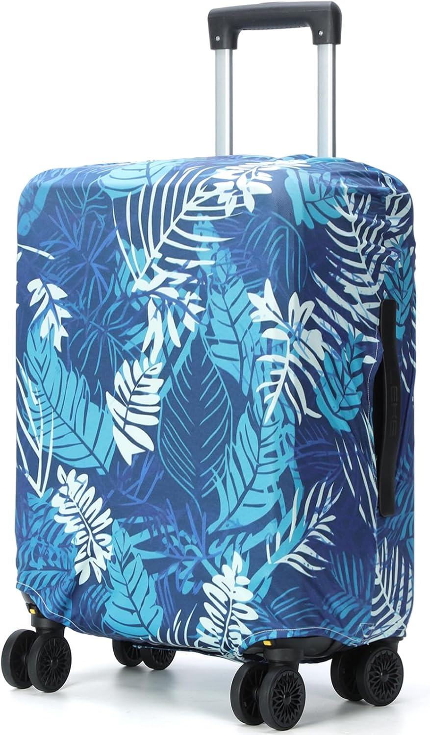 Lekesky Luggage Covers for Suitcase TSA Approved, Fits 26-28 Inch Elastic Washable Suit Case Protector with Back Zipper Pocket for Travel, (Rainforest, L)
