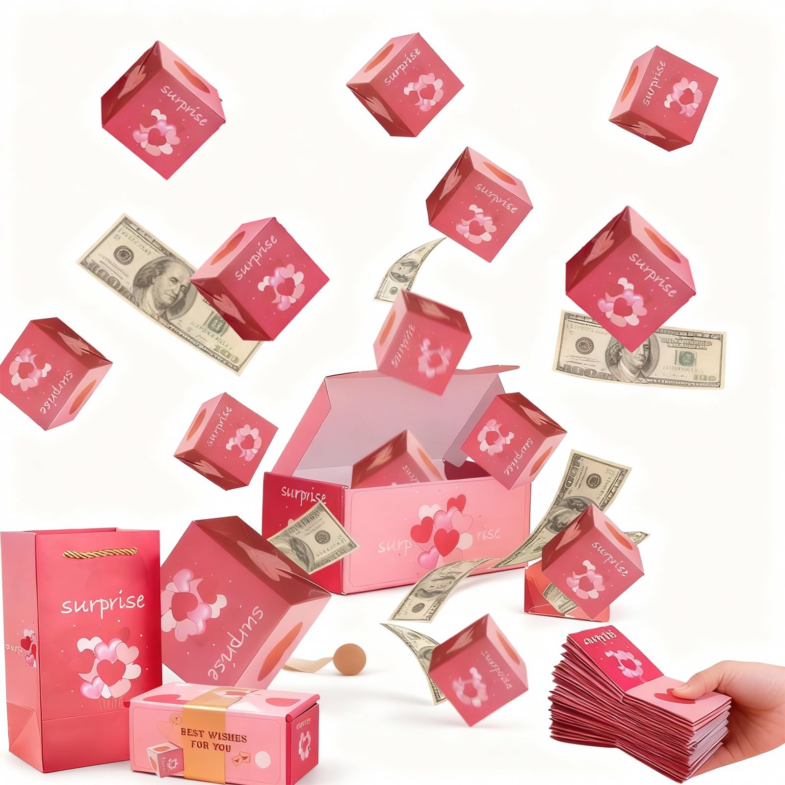 Valentines Surprise Gift Box, Explosion Gift Boxes, Pop Up Valentines Gifts Boxes for Her, DIY Bouncing Box, Festival Money Photo Folding Gift Box Album Birthday Gift Decoration (Valentines)