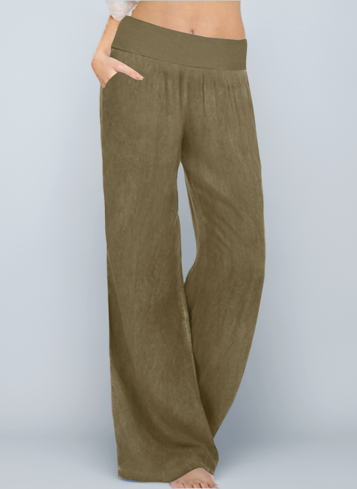 AMhomely Women's Straight Leg Pull On Trousers Ladies Pants Slacks Full Length Jeans Women Casual High Waist Elasticity Denim Wide Leg Palazzo Pants Jeans Trousers