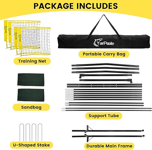 Miniatura 7 de Equipo de red de entrenamiento de voleibol 2 en 1  Sistema de red de entrenamiento de voleibol de altura ajustable para servir picos con retorno de