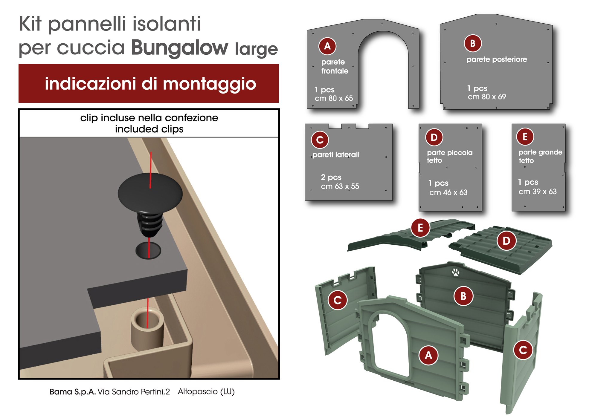 Bama Kit Pannelli Isolanti per Cuccia Bungalow
