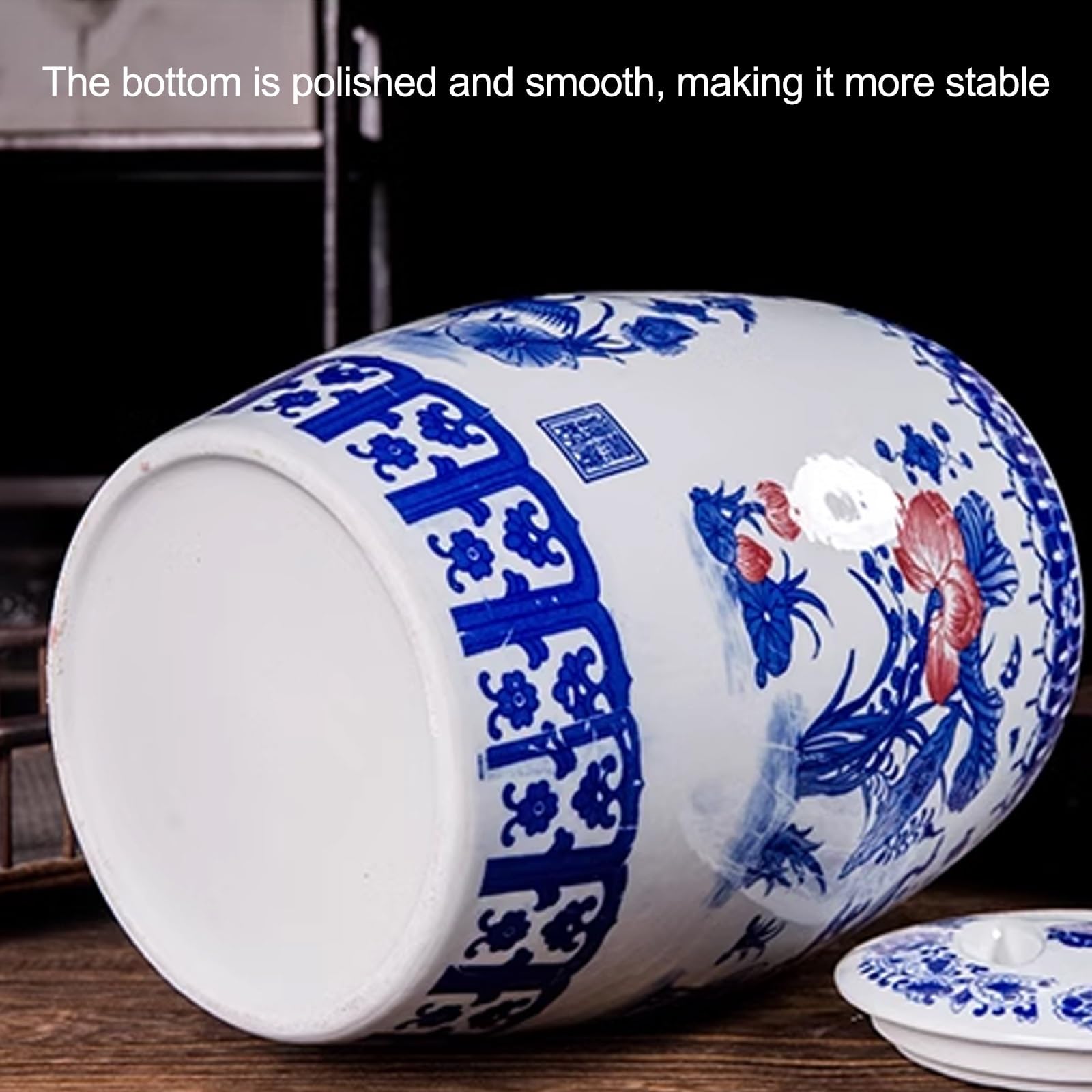 Chinese Retro Rice Bucket Blue And White Porcelain Rice Storage Jar ...