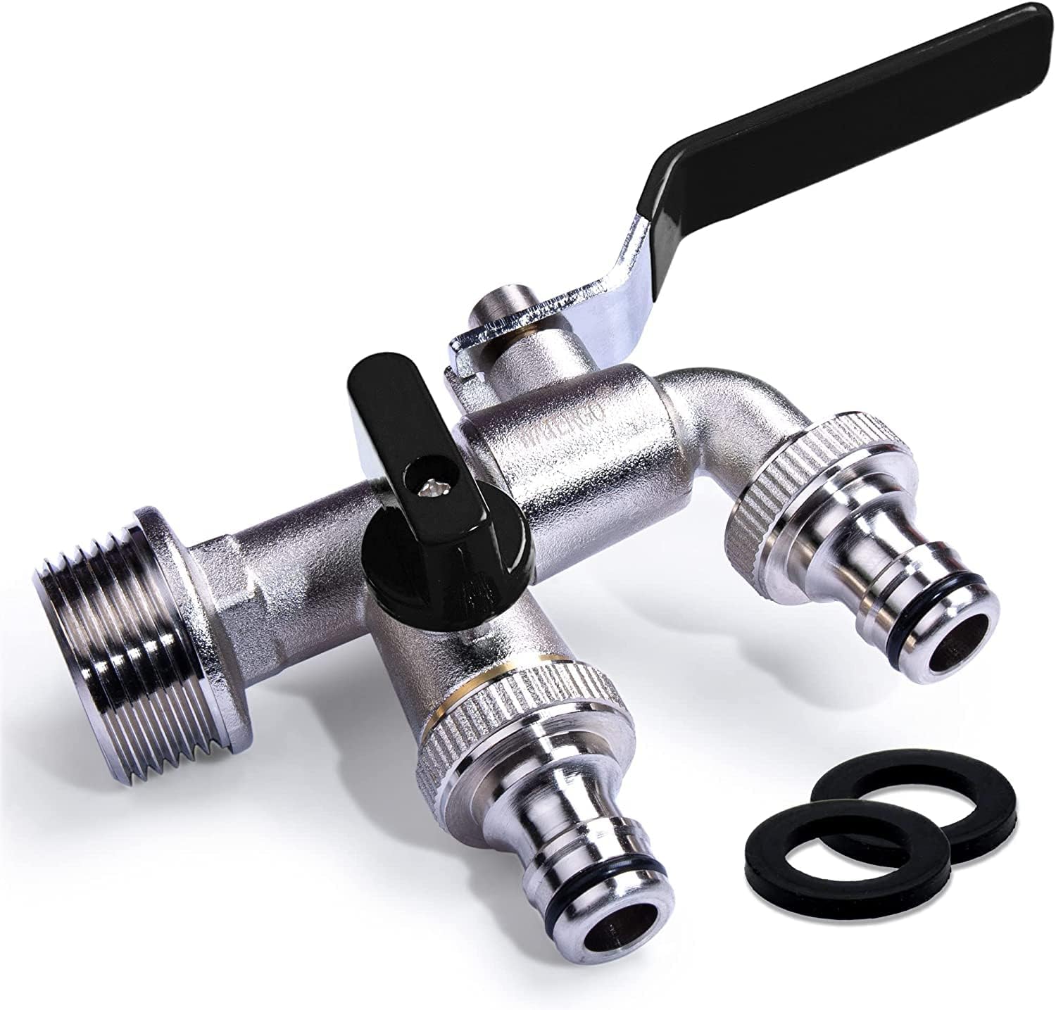 JAOMON Robinet à Double Sortie , Robinet D'arrivée D'eau De 15 Mm En Laiton Galvanisé, Avec